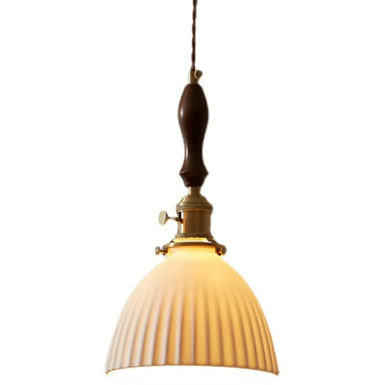 Classic White Brass Ceramic Dome Pendant Light