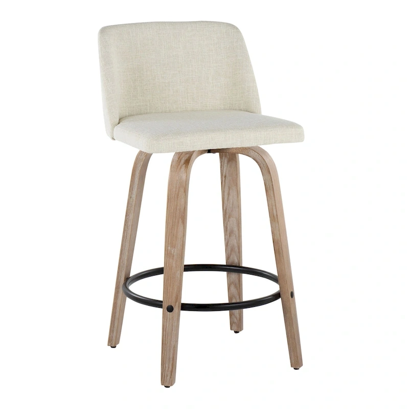 Carson Carrington Vallberga 26  Fixed-Height Counter Stool With Whitewashed Wood Base (Set of 2)
