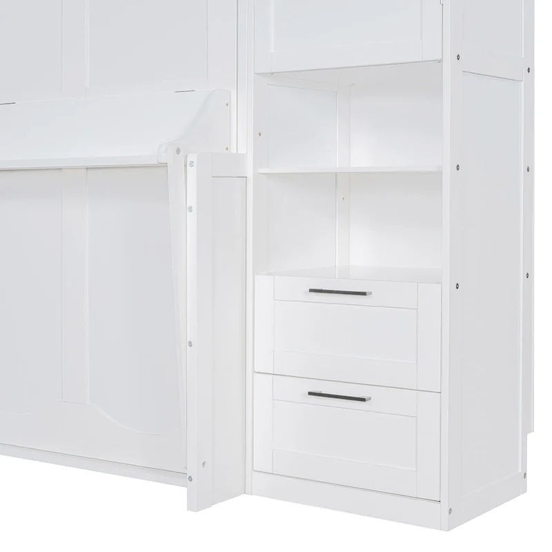 Murphy Bed (Wall Bed) — Featuring Wardrobe, Desk, Drawers, And Shelving