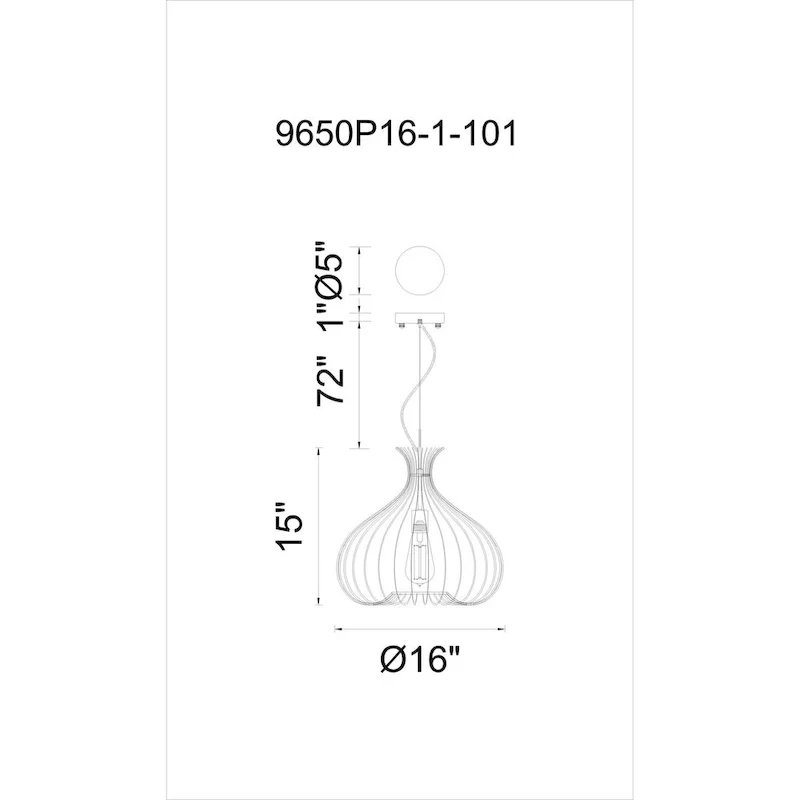 Darleen 1 Light Down Pendant With Black Finish