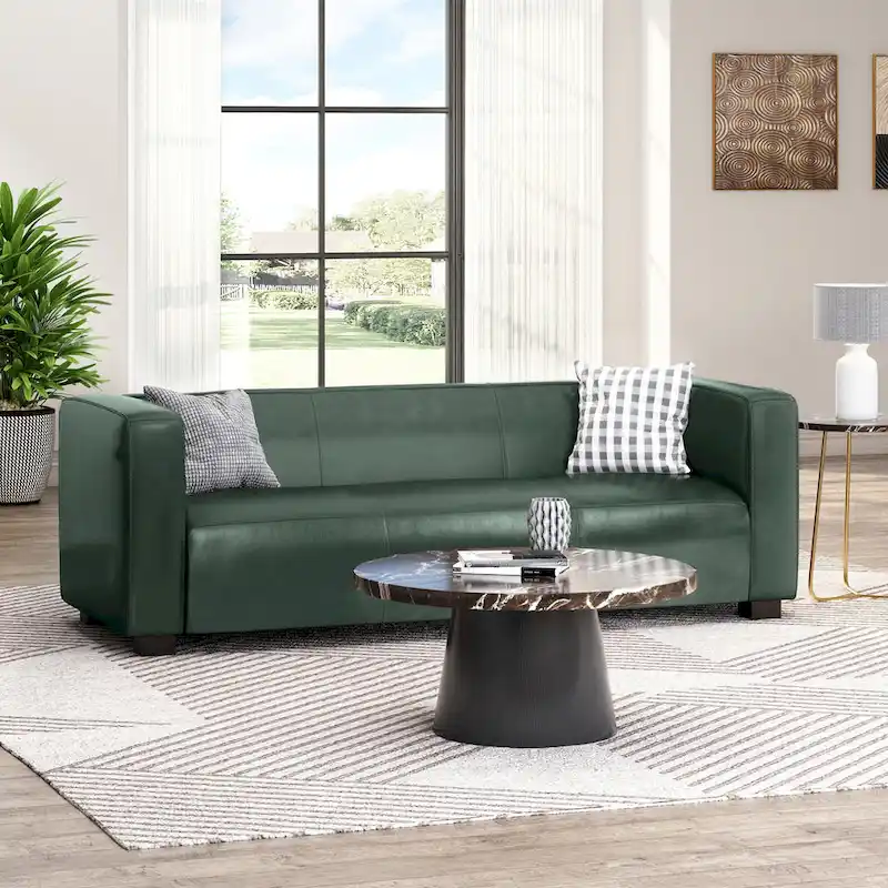 Goyette Faux Leather 3 Seater Sofa by Christopher Knight Home