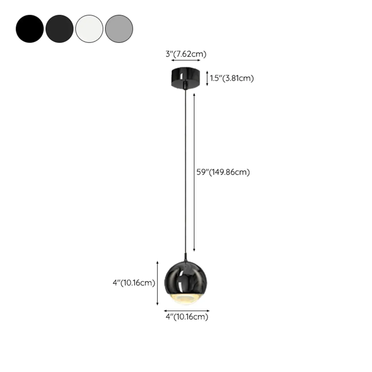 Modern Chrome Metal Globe Pendant Light Warm LED