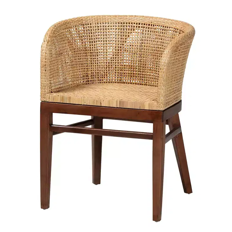 bali & pari Papua Dining Chair: Acacia Frame, Woven Rattan, Bohemian Design, Assembly Required
