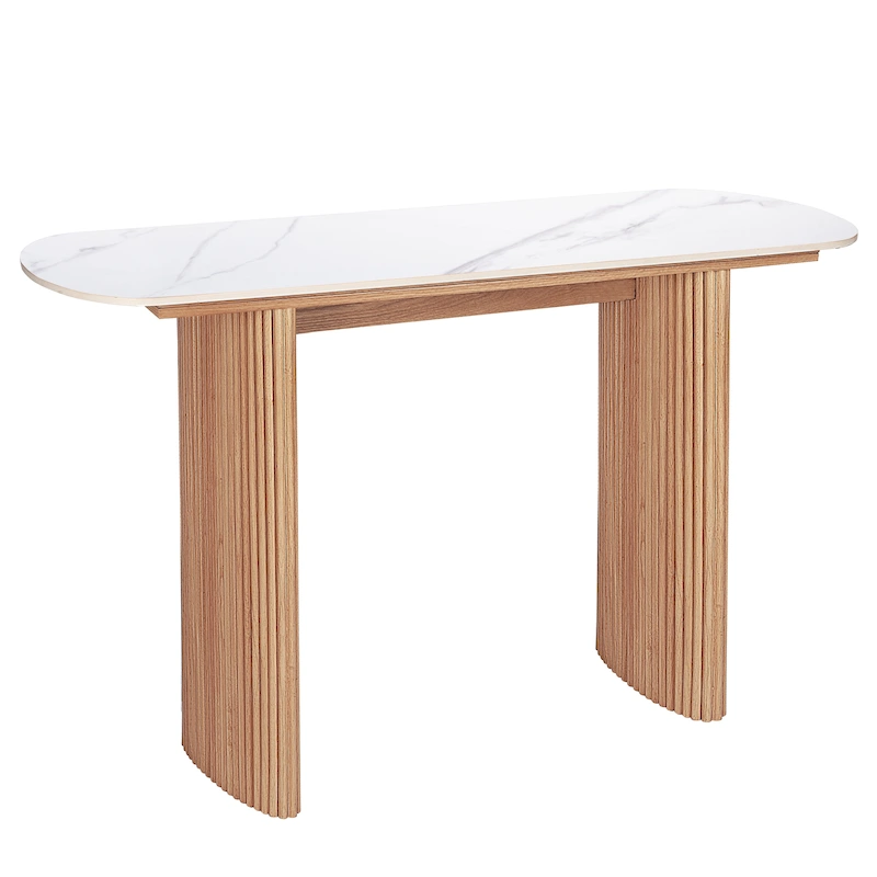 Marble Console Table Entryway Table with Fluted Base