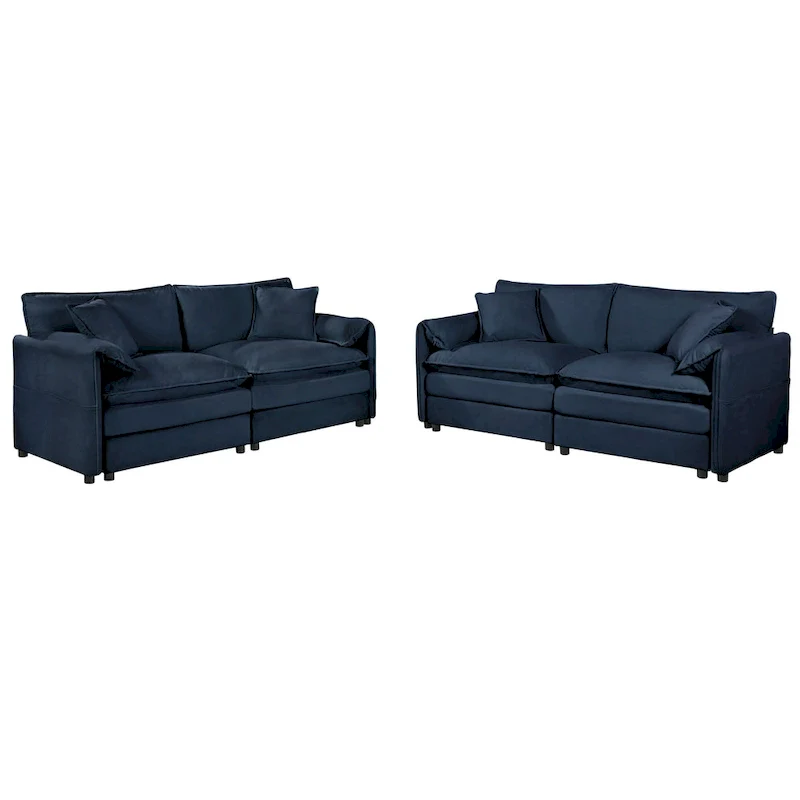 75.59 Chenille Cloud Loveseat Sofa with Deep Seat and 4 Pillows