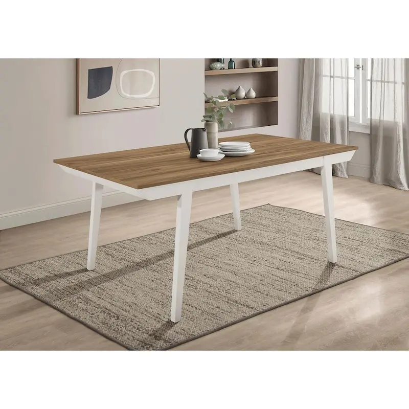 Prospect Natural Acacia and Off White Dining Table with Flared Leg