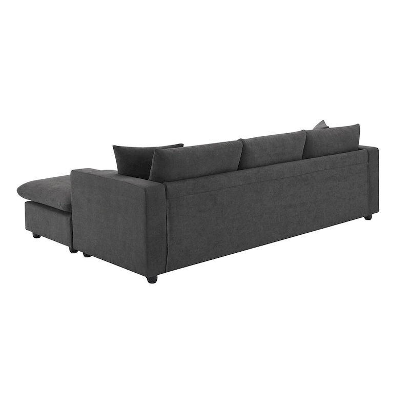 Modern Sectional Sofa,L-shaped Couch Set with 2 Free pillows,4-seat Polyester Fabric Couch Set with Convertible Ottoman