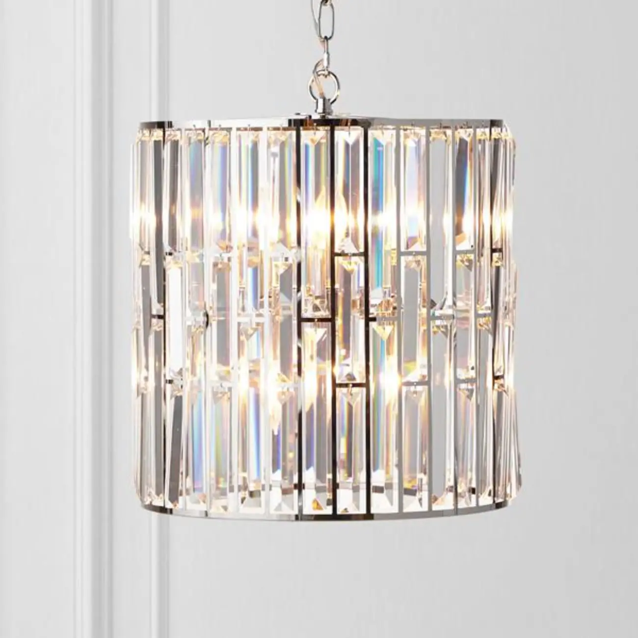 Modern Drum Crystal Glass Pendant Light