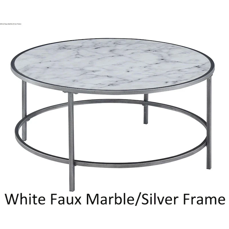Convenience Concepts Gold Coast Faux Marble Round Coffee Table
