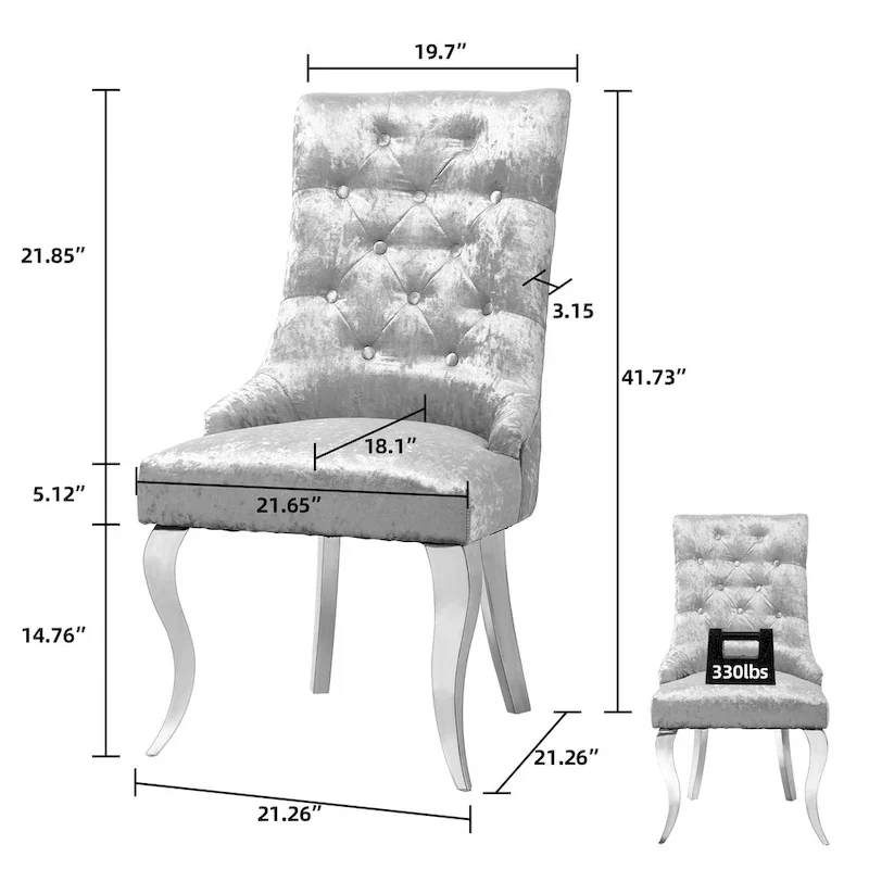 Ice Velvet Button Tufted Dining Chair High Wingback