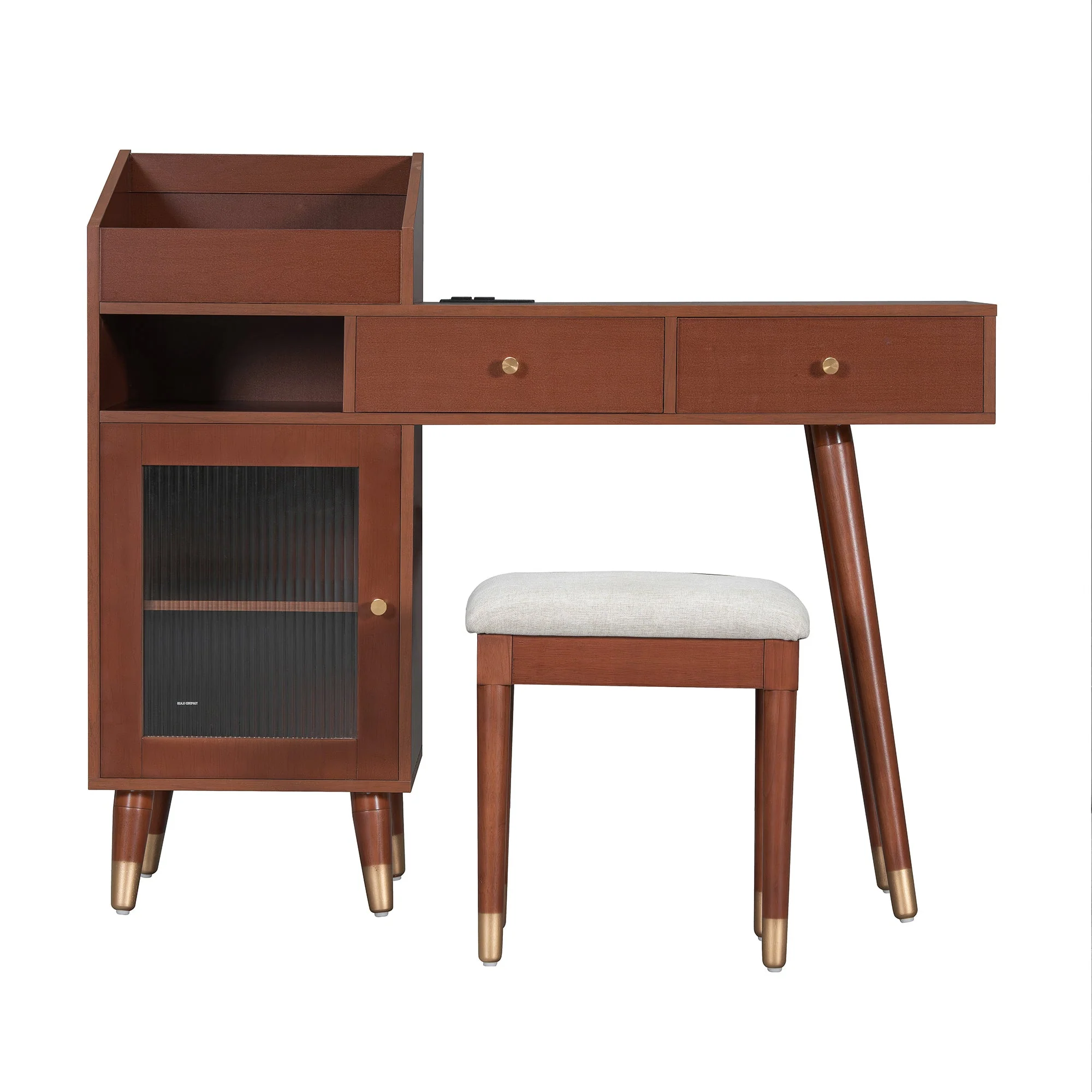 Walker Edison | Modern Makeup Vanity Desk with Drawers