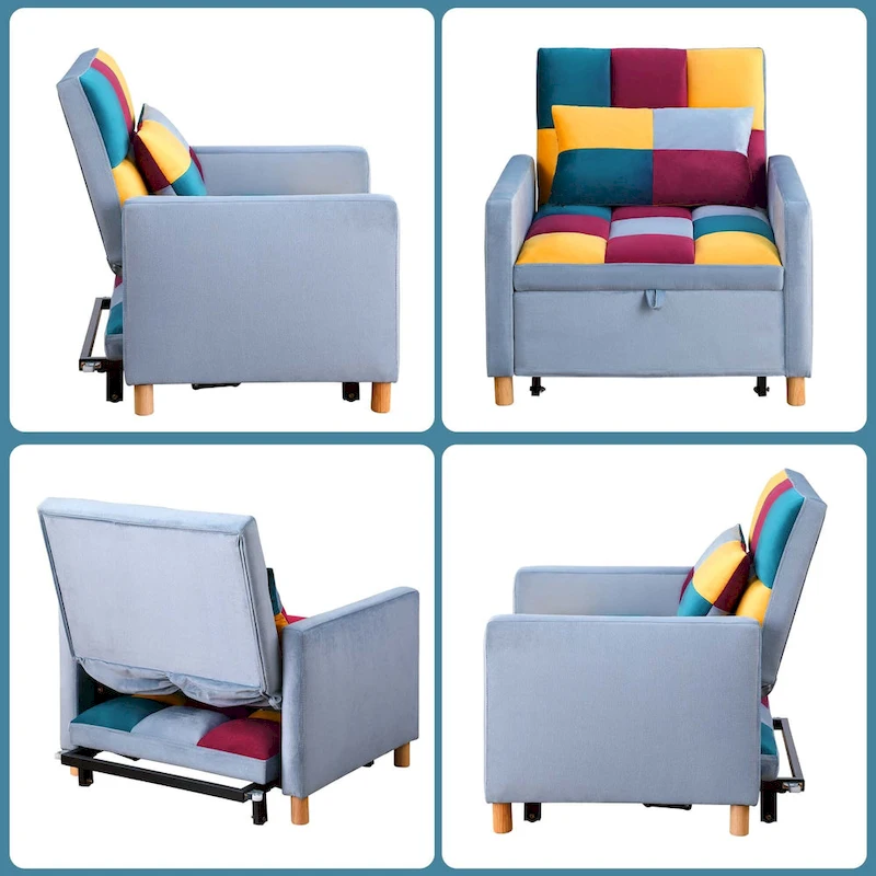 Aukfa Sleeper Chair Bed Convertible Single Sofa Chair with Pillow
