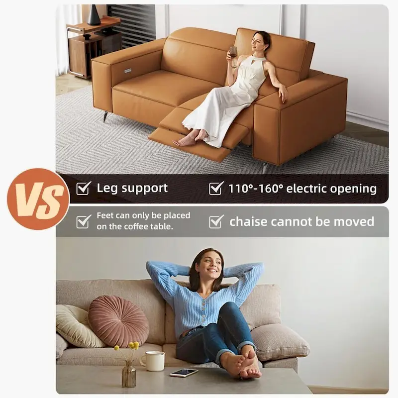 76.77 Modern Leather Recliner Sofa, Power Reclining, Adjustable, Ergonomic Design, Living Room Furniture