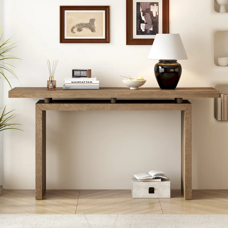 59 Floating Console Table with Ash Veneer