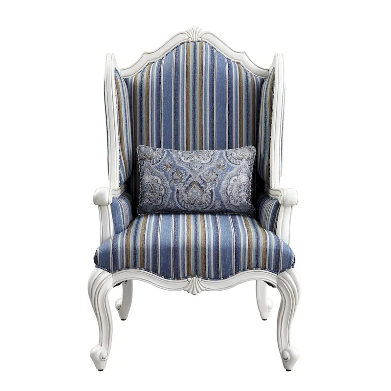 Chair with Wingback and Resin Queen Anne Legs, Blue