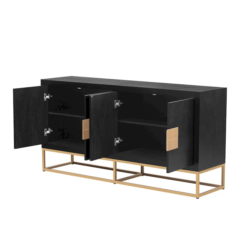 Modern 4-Door Sideboard with 3 Adjustable Shelves - MDF Storage Cabinet for Dining Room Kitchen - Elegant Design