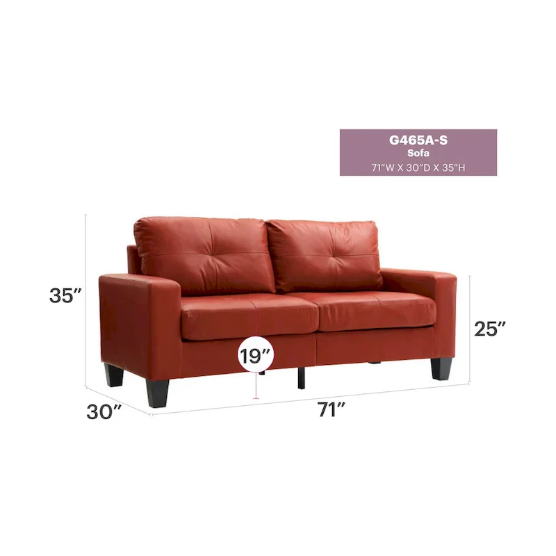 71 in. W Track Arm Faux Leather 3-Seat Sofa