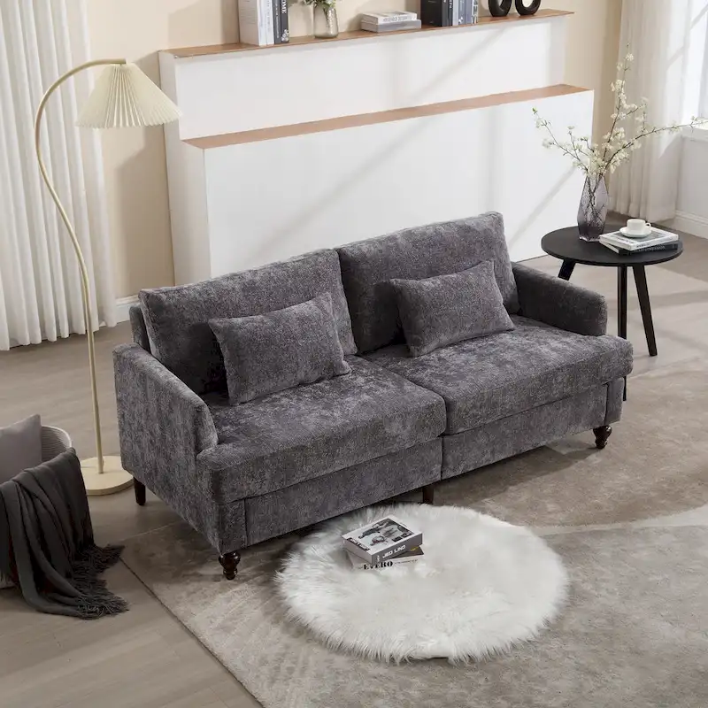 Modern Chenille Fabric Loveseat, 2-Seat Upholstered Loveseat Sofa