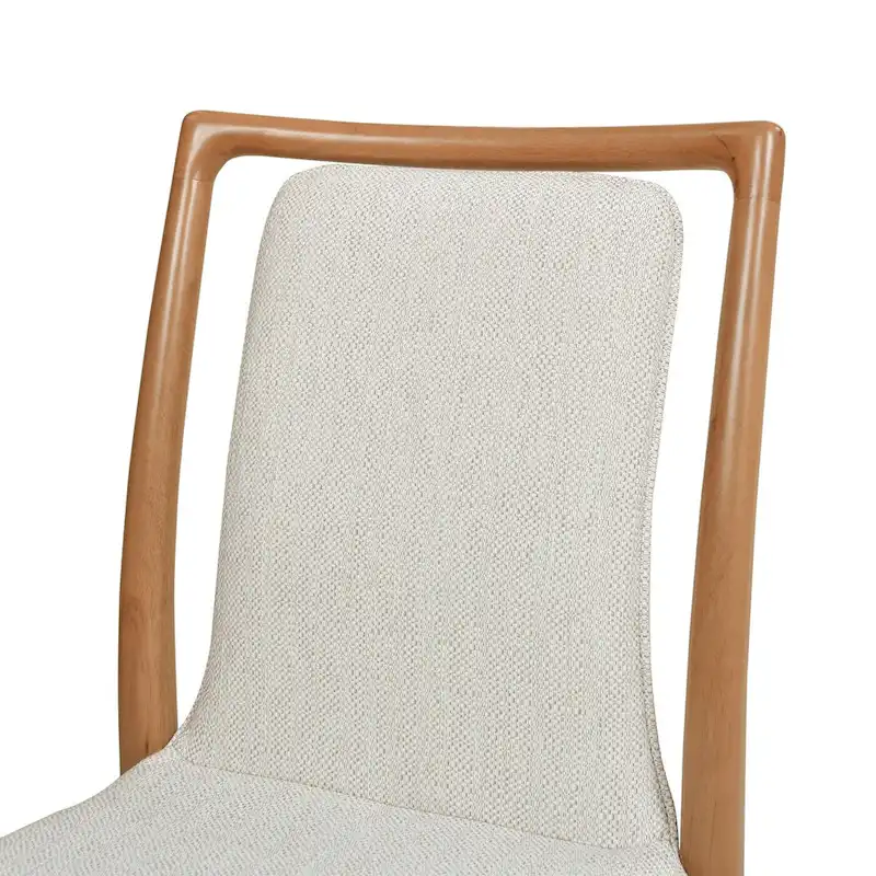 Scandi Upholstered Natural Light Brown Wood Dining Chair (Set of 2)