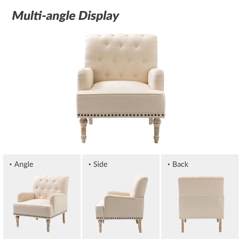 Geltrude Classic Upholstered Accent Arm Chair with Button Tufted Back by HULALA HOME