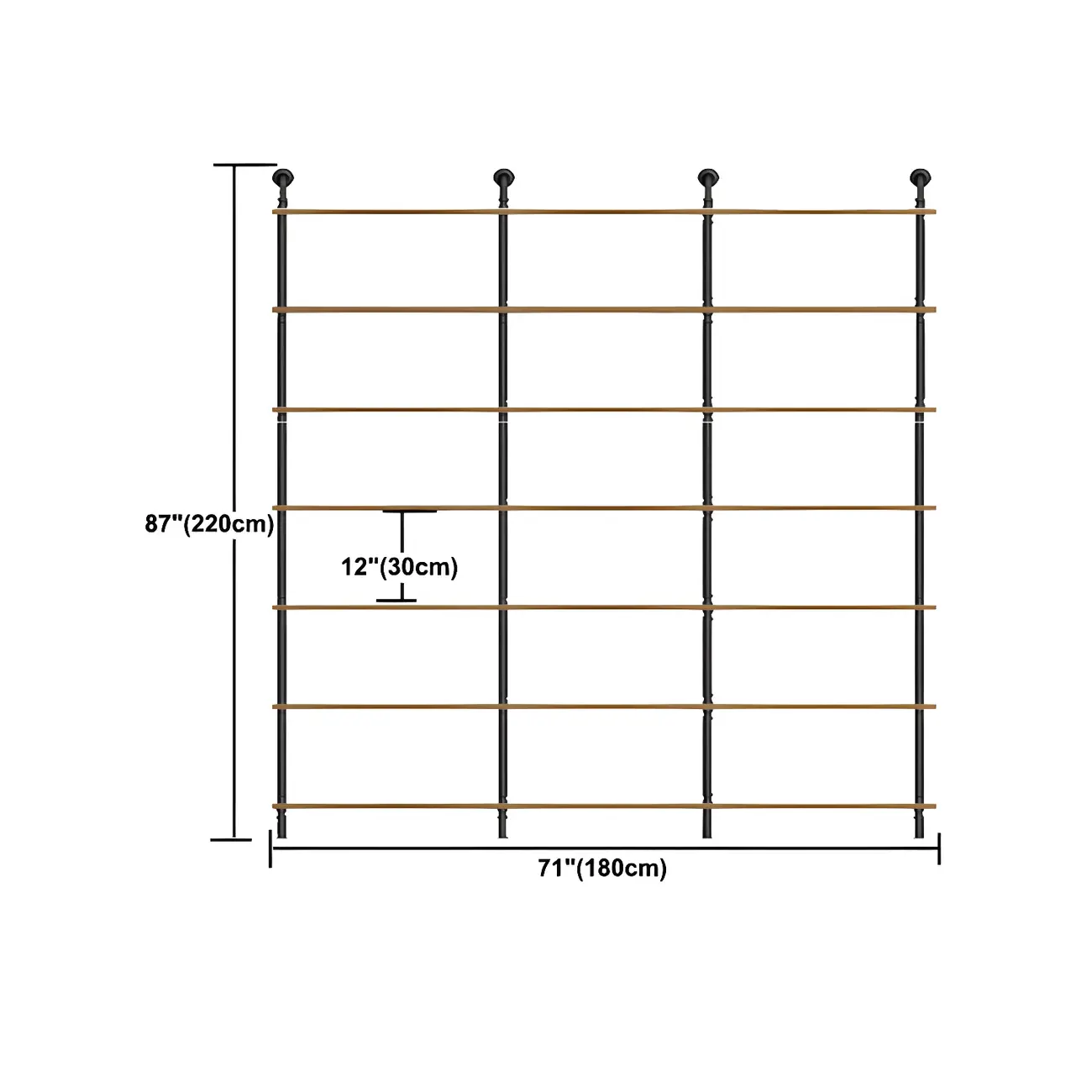 Industrial Black Wood Wall-Mounted Bookcase