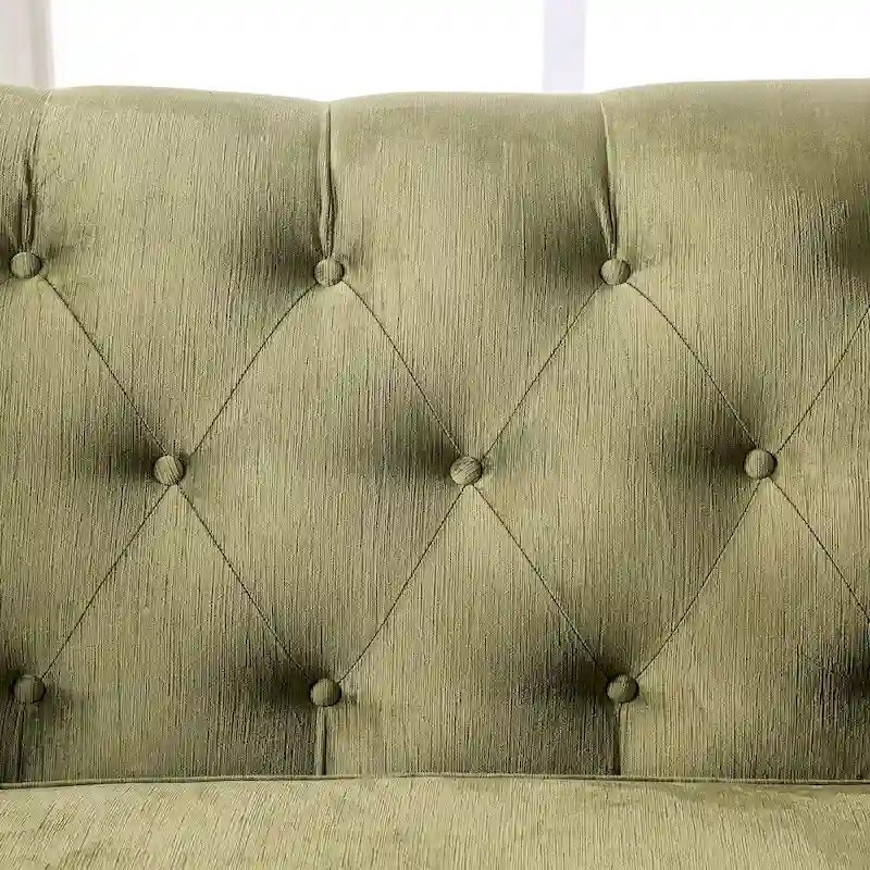 Olie Transitional Green Fabric Upholstered Tufted Back Sofa by Furniture of America