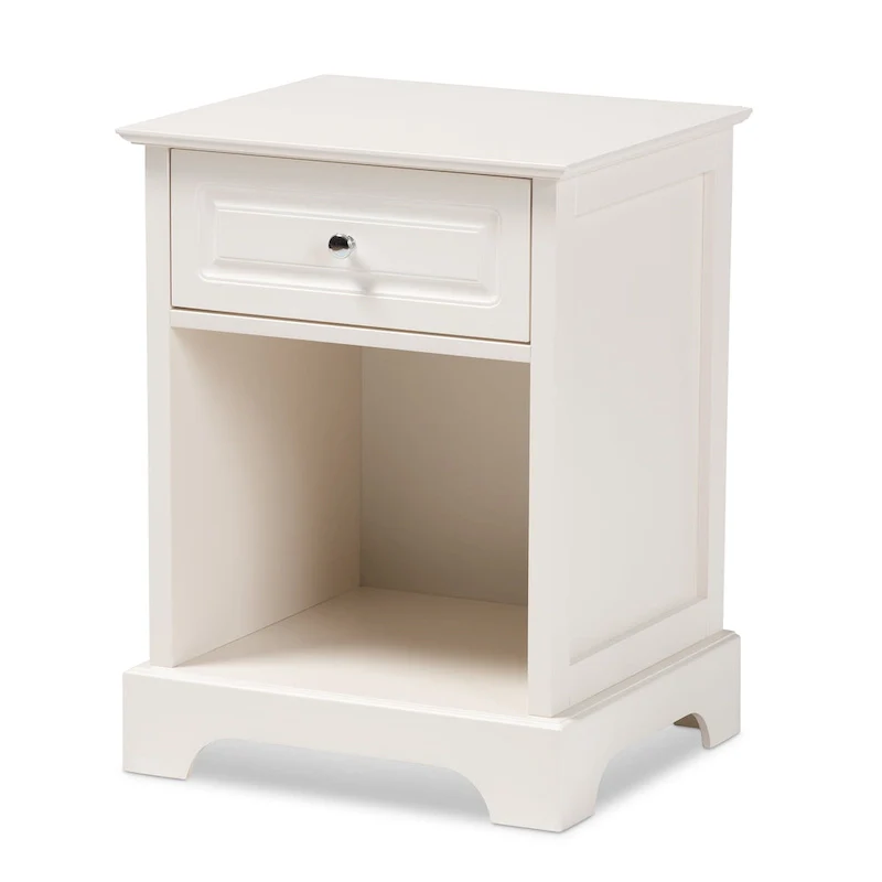1-Drawer End Table with Open Shelf – Black / Off-White / Grey, MDF, Single