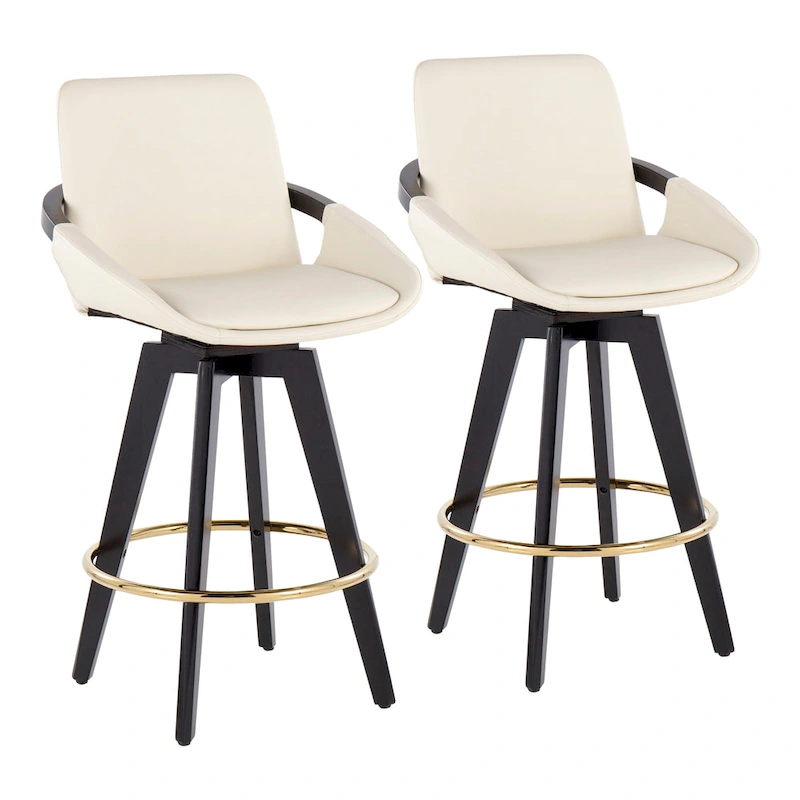 Carson Carrington Pugo Fixed-Height Counter Stool with Black Wood Base (Set of 2)