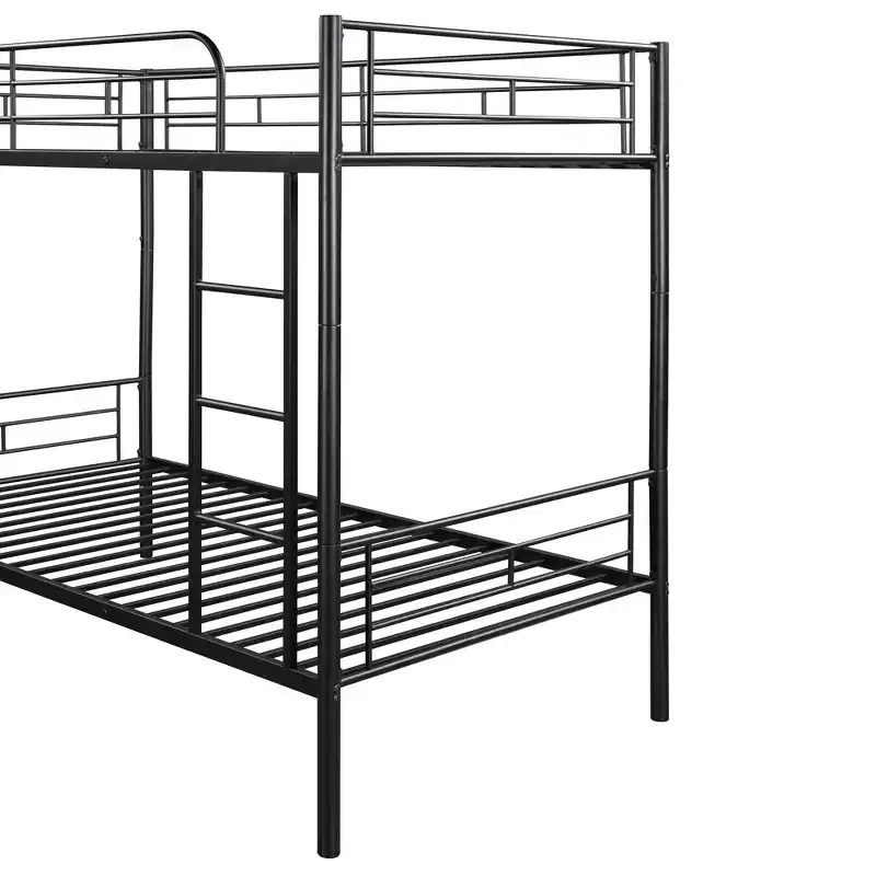 Bellemave Twin Over Twin Metal Bunk Bed, Sturdy Steel Frame, Black Finish, Converts to Two Twin Beds, Heavy-Duty Slats, No Box Spring Needed
