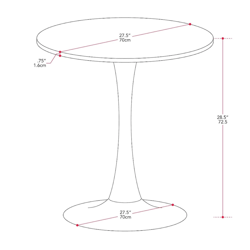 White with Gold Pedestal Base 28-inch Pedestal Bistro Dining Table