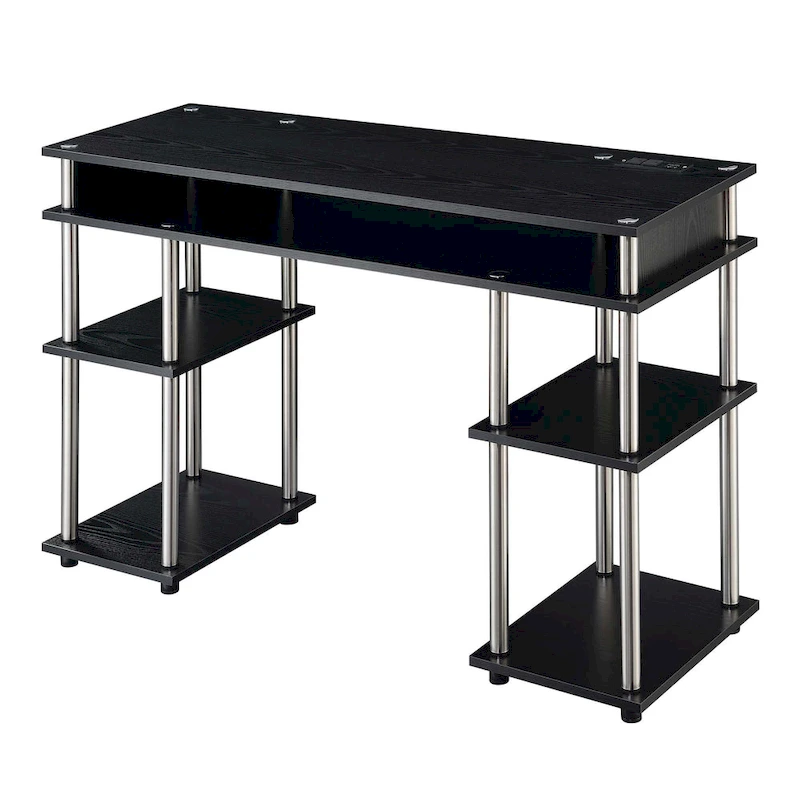 Convenience Concepts Designs2Go No Tools Student Desk with Charging Station and Shelves