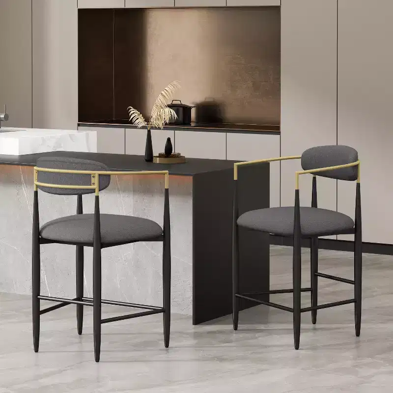 Christopher Knight Home Alger Modern Fabric Upholstered Iron 25 Inch Counter Stools (Set of 2)