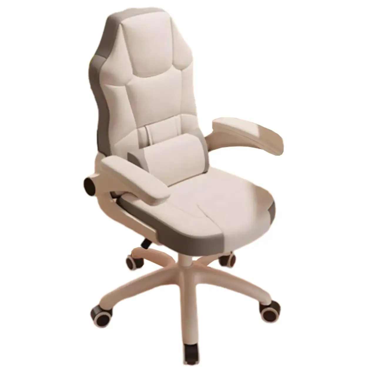 Modern Grey White Leather Adjustable Swivel Office Chair
