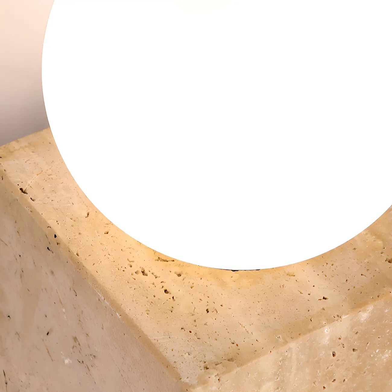 Modern Stone Beige Cube with Globe Wall Sconce