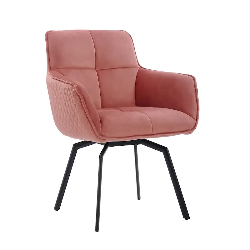 Swivel Velvet Accent Chair with Metal Legs