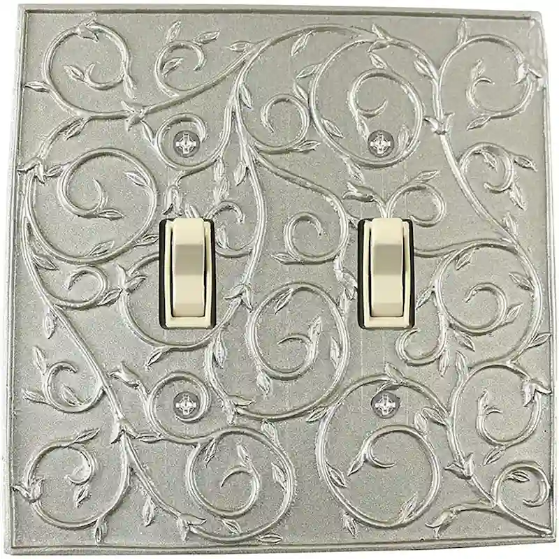 Meriville French Scroll 2 Toggle Wallplate, Double Switch Electrical Cover Plate