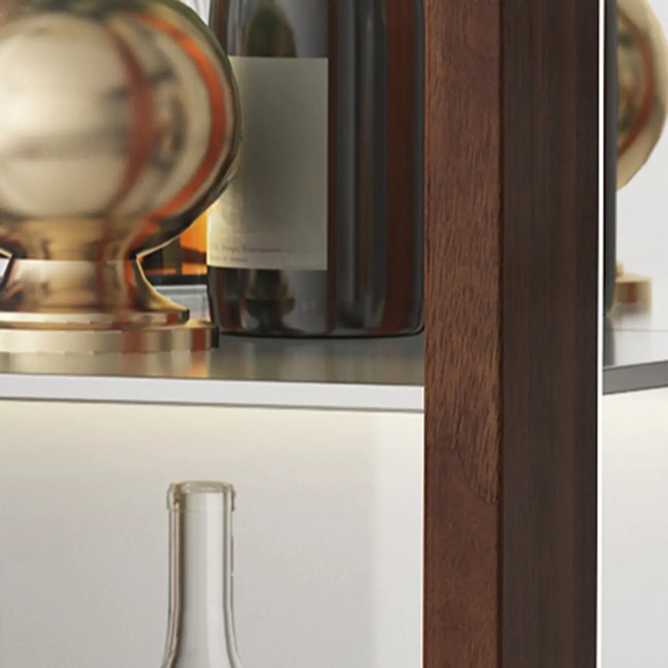 Modern Wood Wine Cabinet with Bar Glass Holder Shelf