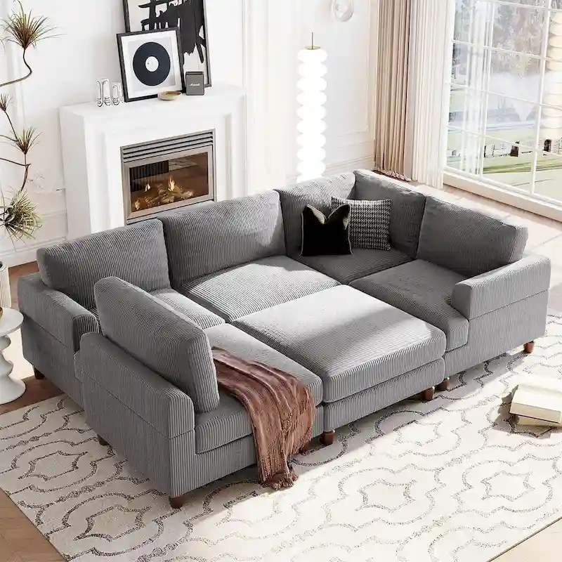 Modular Sectional Sofa with Ottoman L Shaped Corner Sectional