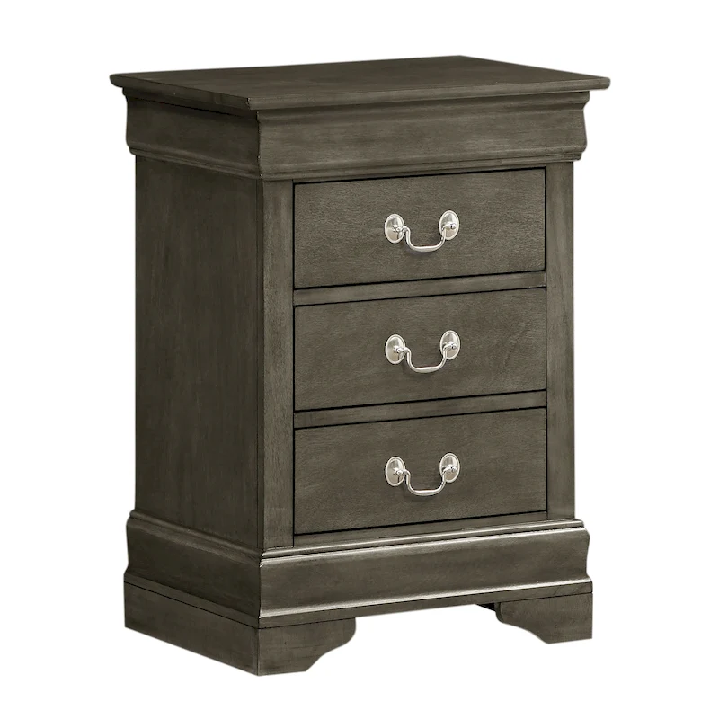 Wood 3 Drawer Nightstand