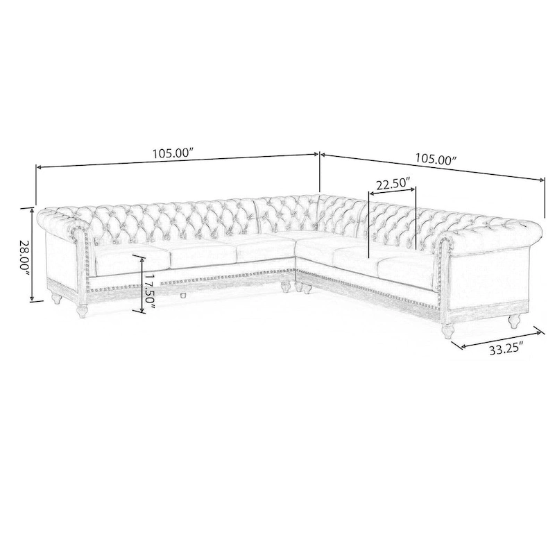 Castalia Chesterfield Tufted 7-seat Sectional Sofa by Christopher Knight Home - 114.00 L x 70.00 W x 31.50 H