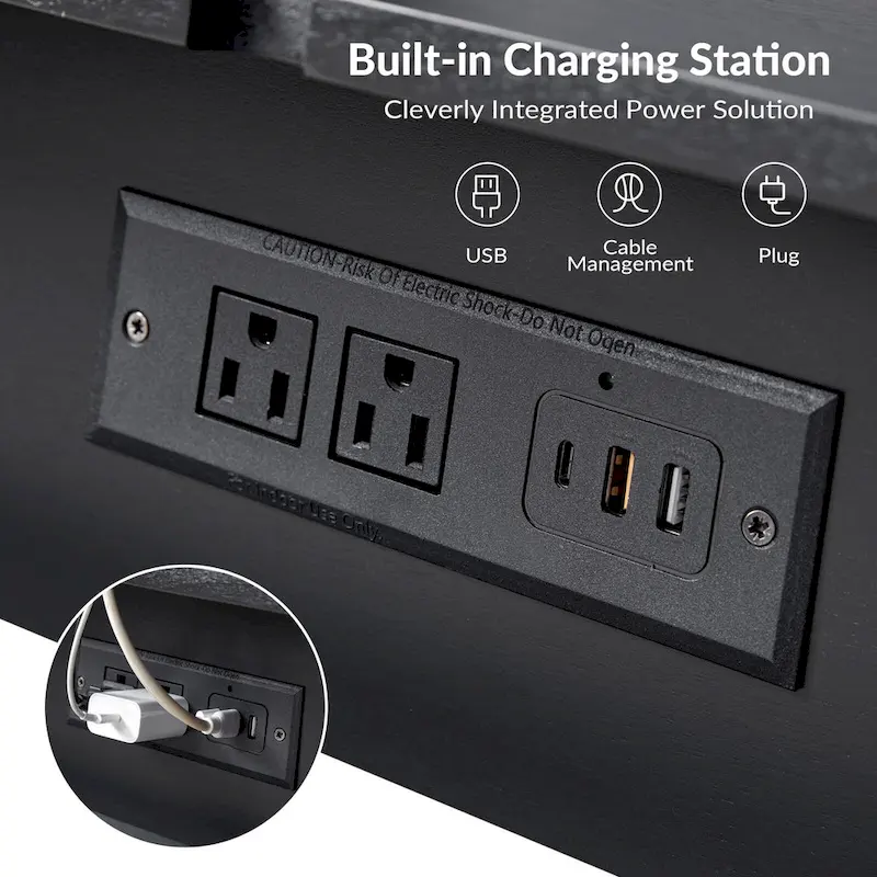 Julian Mid-century Modern End Table with Charging Station by HULALA HOME