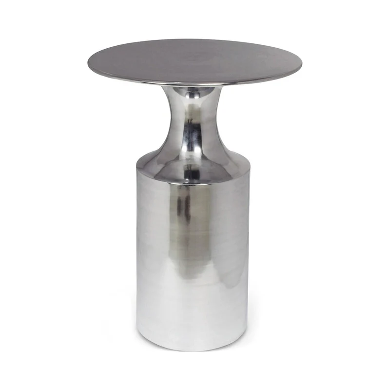Macari Art Deco Polised Aluminum Accent Table - 14.5W x 14.5D x 21H