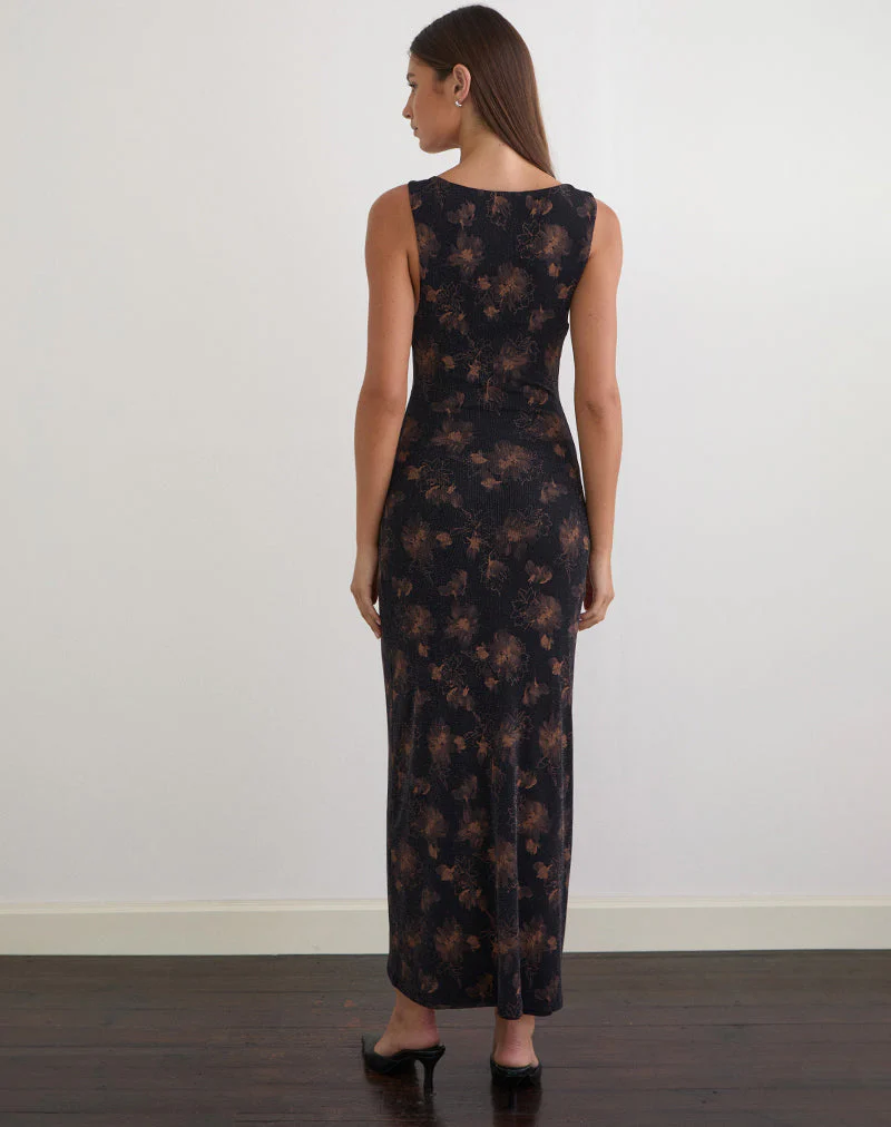Minso Maxi Dress in Black with Bronze Shimmer