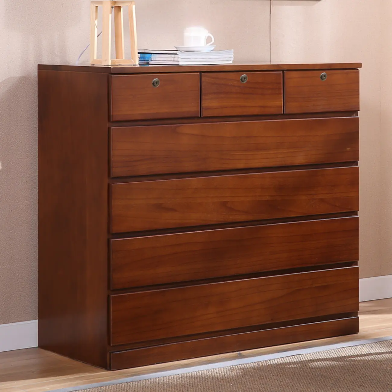 Classic Wooden Double Dressers with 7-Drawer