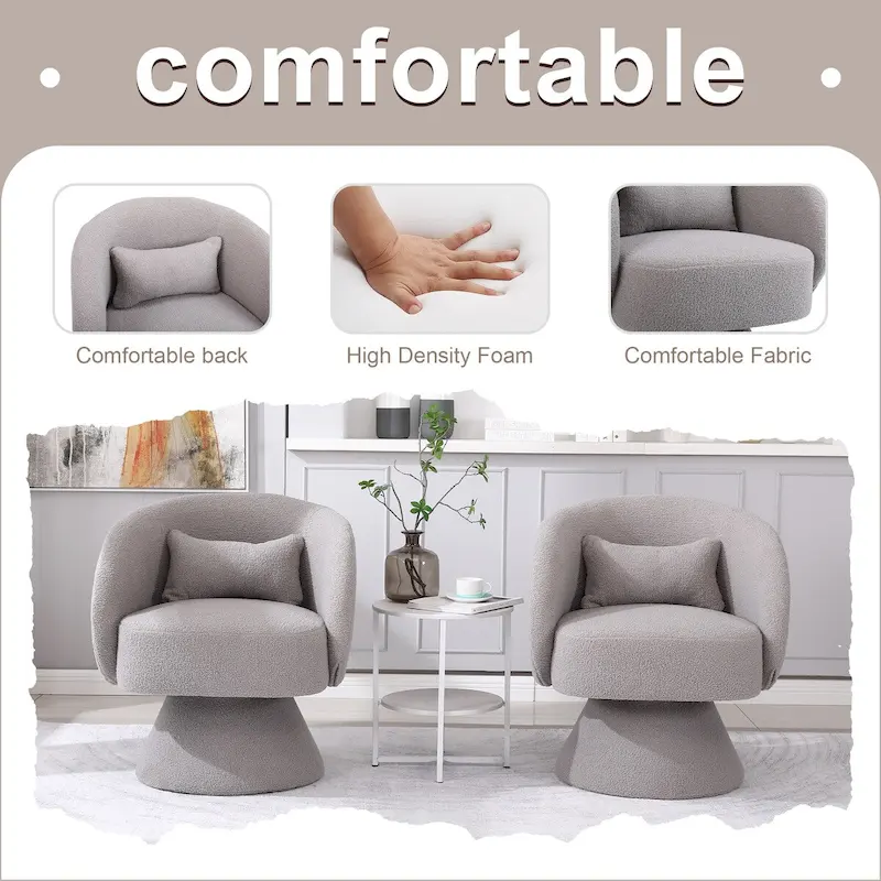 Upholstered Swivel Armchair (Set of 2)