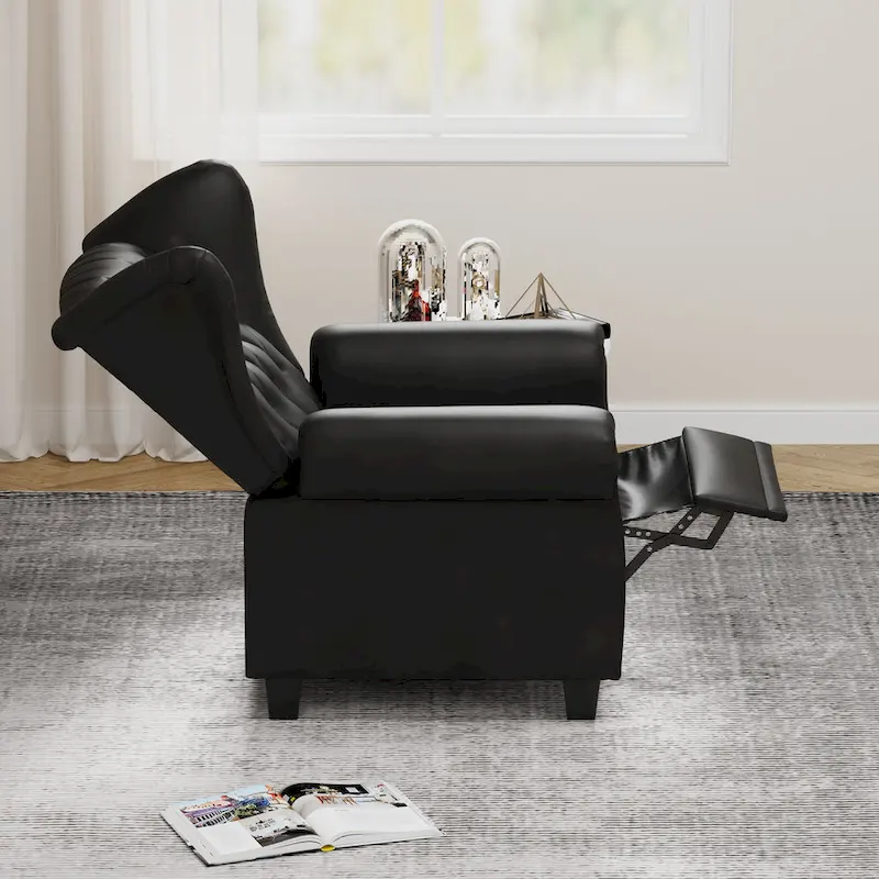 Black 35.04 Adjustable Tufted Arm Chair with Sturdy Legs