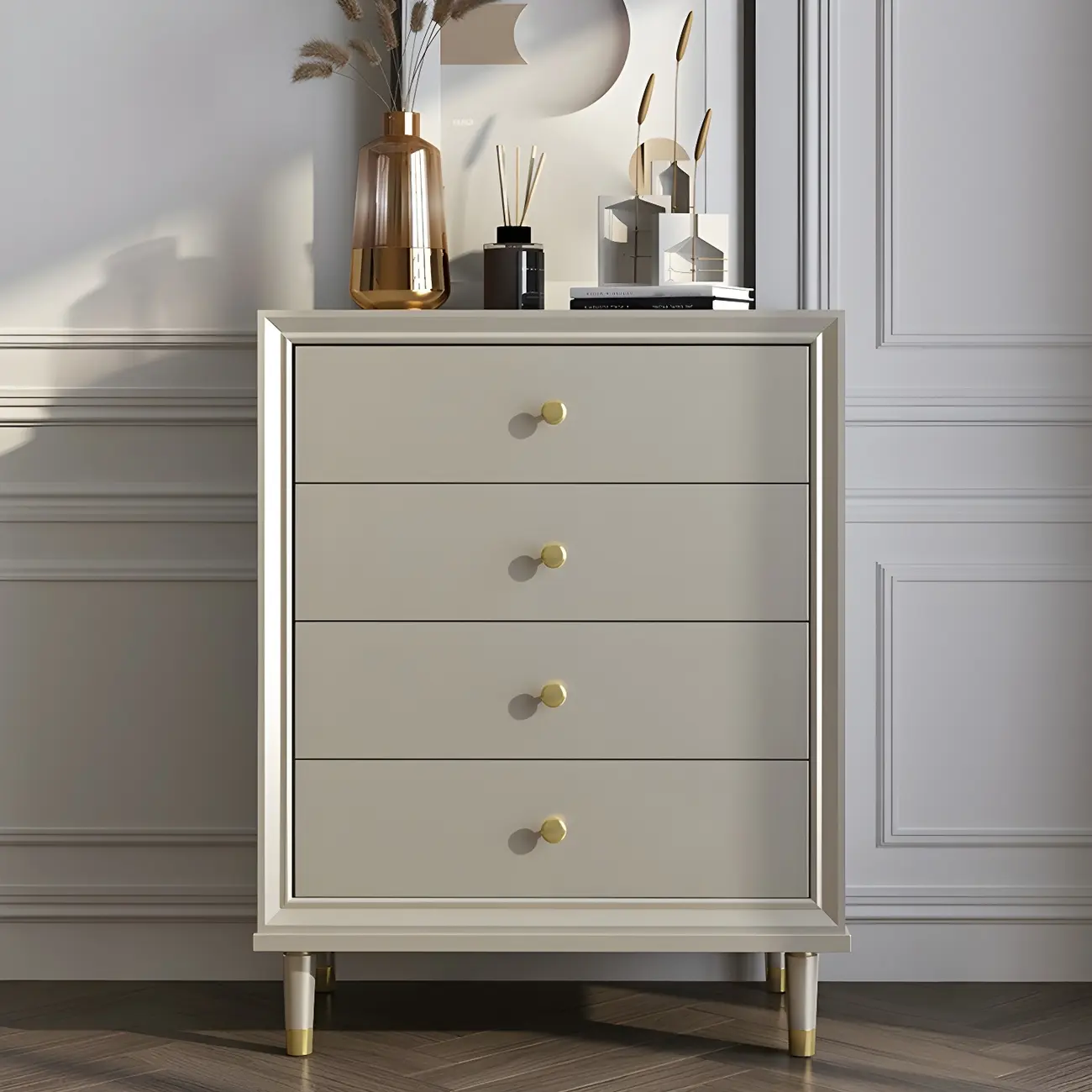 Elegant Off-White Wooden Dressers & Chests with Drawers