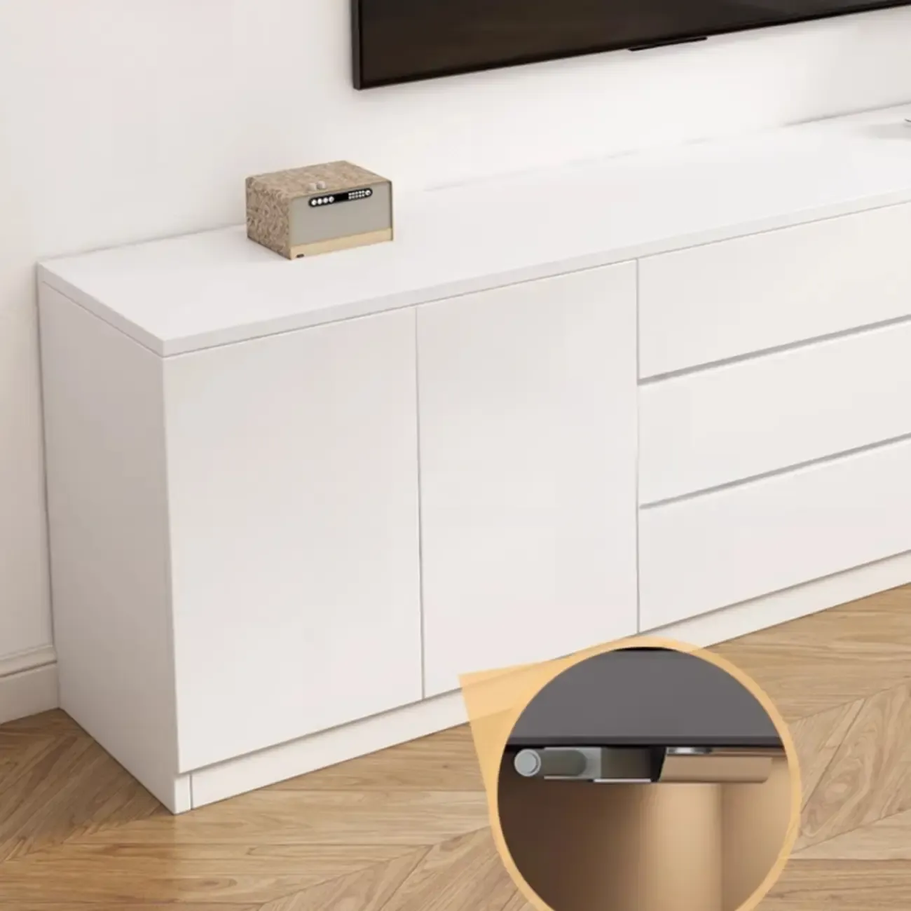 Modern Wooden TV Stand with Shelves and Cabinets