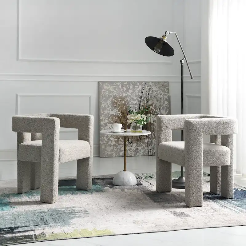 KINWELL 24 Wide Boucle Upholstered Armchair (Set of 2)