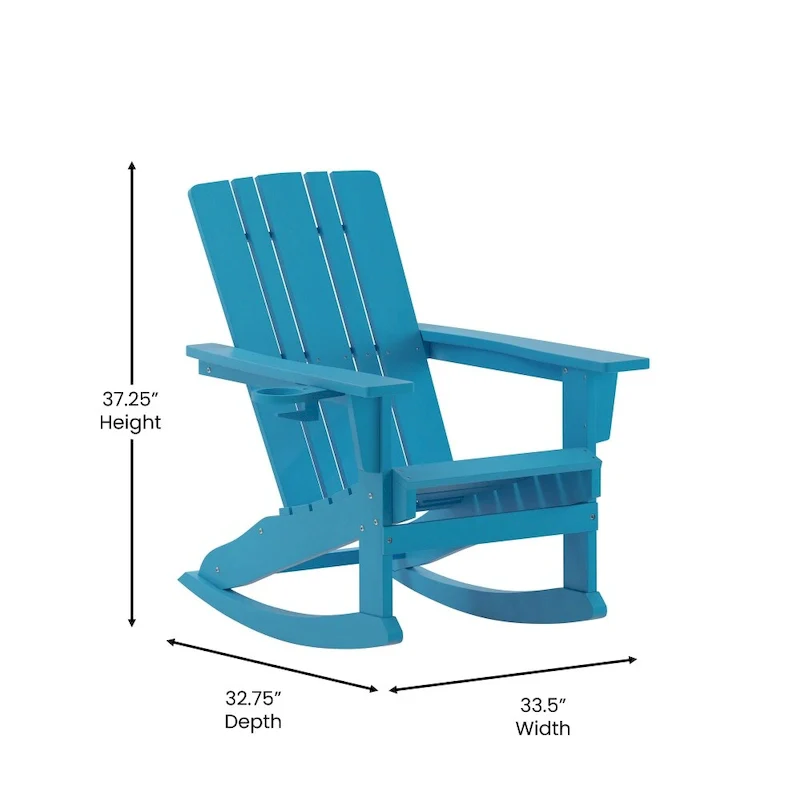 All-Weather Rocking Adirondack Chair with Swiveling Cupholder